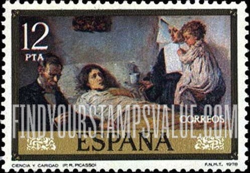 FindYourStampsValue: Picasso Paintings: Science and Charity (woman patient, doctor, nurse and child)