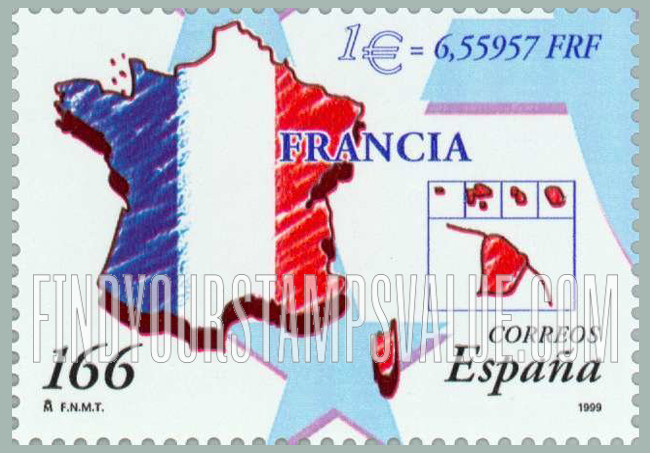 FindYourStampsValue: Introduction of the Euro: Map France