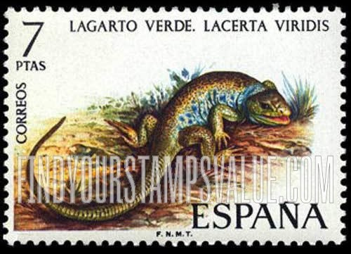 FindYourStampsValue: Reptiles: Emerald lizard