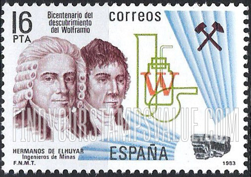 FindYourStampsValue: Discovery of Tungsten Bicentenary: Elhuyar brothers