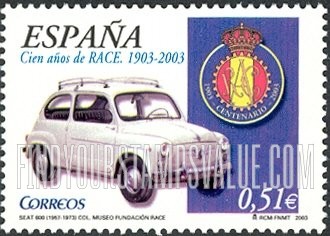 FindYourStampsValue: Royal Automobile Club of Spain, Centenary: 1957-73 Seat 600