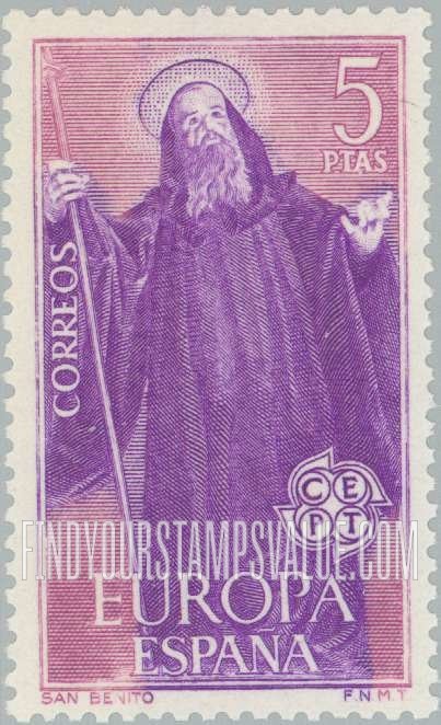 FindYourStampsValue: Europa Issue, 1965: St. Benedict