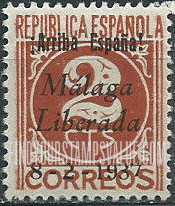 FindYourStampsValue: Revolutionary Overprints, Nationalist (Revolutionary) Forces, Malaga: “Republica Espanola”