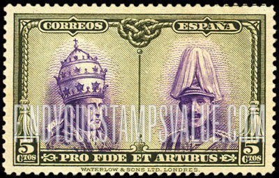 FindYourStampsValue: Semi-Postal: Catacombs Restoration, Santiago, Pope Pius XI and King Alfonso XIII