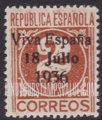 FindYourStampsValue: Revolutionary Overprints, Nationalist (Revolutionary) Forces, Santa Cruz de Tenerife: “Republica Espanola”