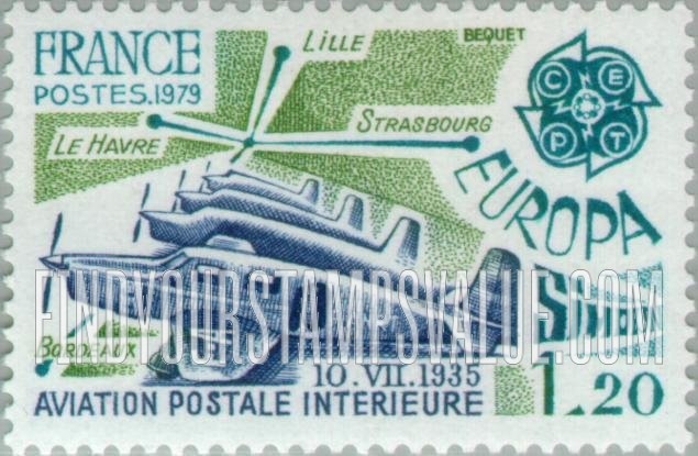 FindYourStampsValue: Simoun Mail Monoplanes, 1935, and Map of Mail Routes