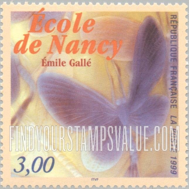 FindYourStampsValue: Detail of “Noctuelles” Dish, by Emile Gallé, School of Nancy Museum