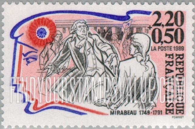 FindYourStampsValue: SEMI-POSTAL - Revolution Leaders and Heroes: Honore Gabriel Riqueti, Comte de Mirabeau (1749-91)