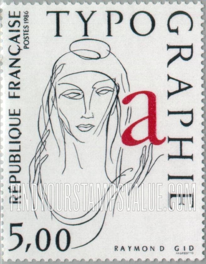 FindYourStampsValue: La Marianne, Typograph by Raymond Gid