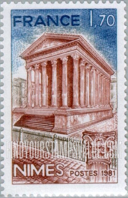 FindYourStampsValue: Tourist Issue: Roman Temple, Nimes