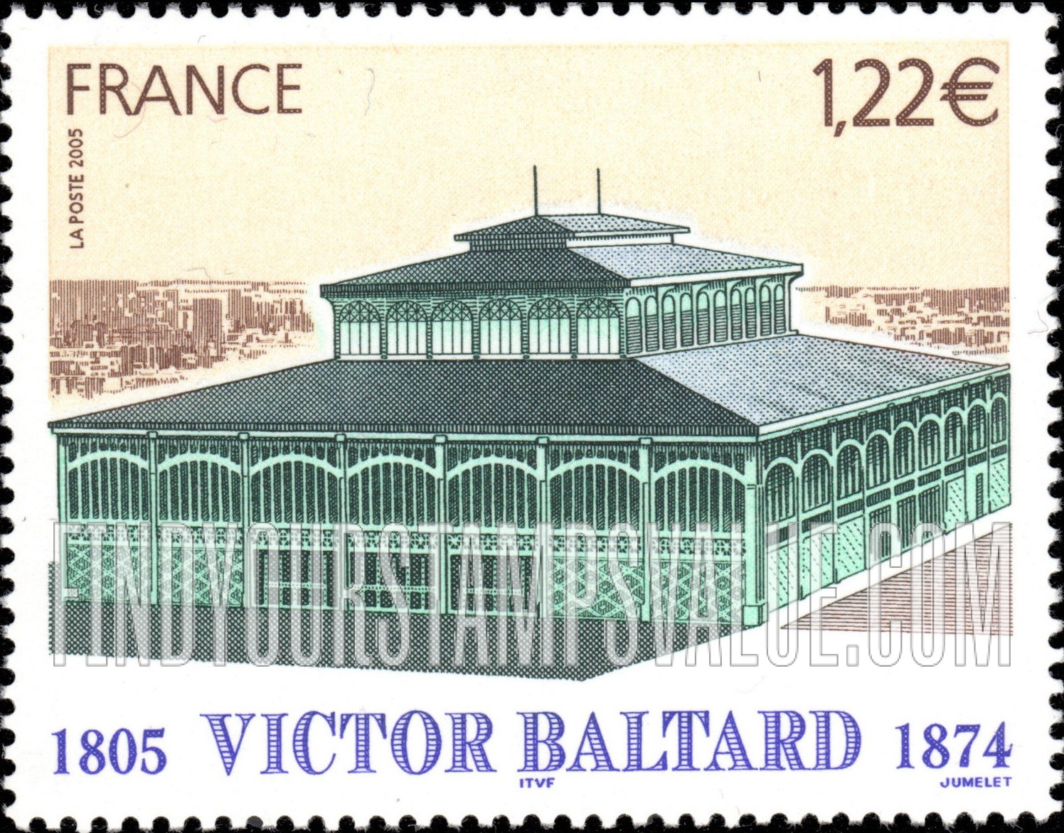 FindYourStampsValue: Les Halles Centrales, Designed by Victor Baltard (1805-74)