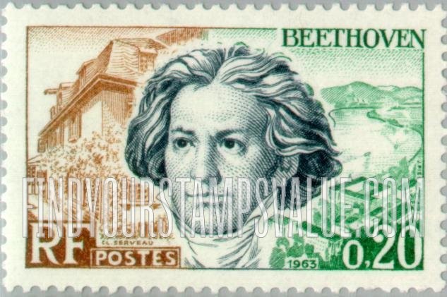 FindYourStampsValue: Beethoven, Birthplace at Bonn and Rhine