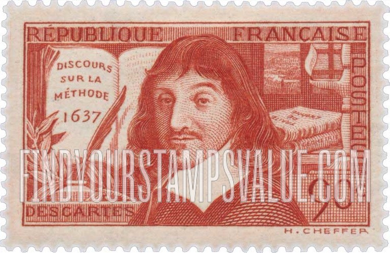 FindYourStampsValue: René Descartes by Frans Hals: Inscribed “Discours sur la Méthode”
