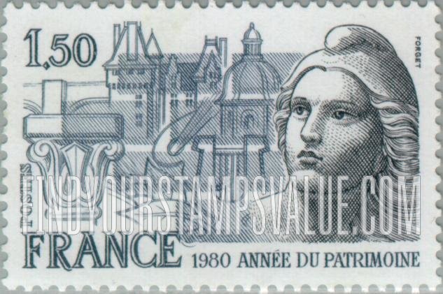 FindYourStampsValue: Marianne, French Architecture