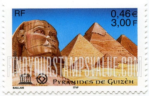 FindYourStampsValue: FOR THE UNITED NATIONS EDUCATIONAL, SCIENTIFIC AND CULTURAL ORGANIZATION - Sphinx and Pyramids,Egypt
