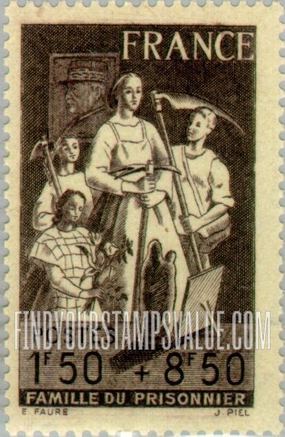 FindYourStampsValue: SEMI-POSTAL - Civilians Doing Farm Work
