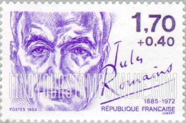 FindYourStampsValue: SEMI-POSTAL - Authors: Jules Romains (1885-1972)