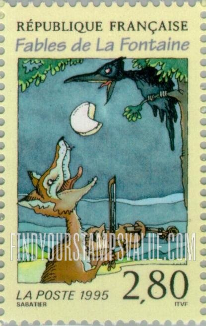 FindYourStampsValue: Fables of Jean de la Fontaine (1621-95): The Crow and the Fox