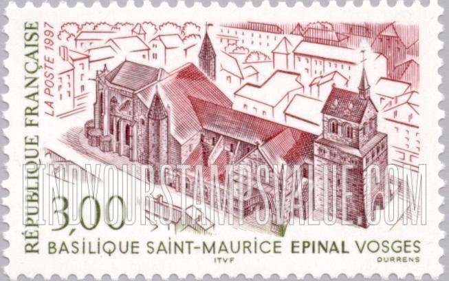 FindYourStampsValue: Saint-Maurice Basilica, Epinal