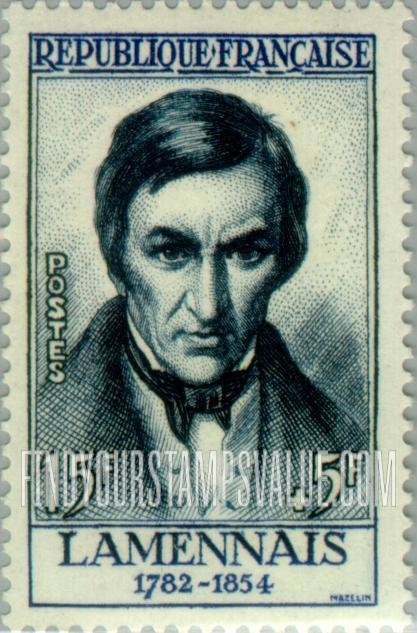 FindYourStampsValue: SEMI-POSTAL - Portrait Type of 1954: Hugues Félicité Robert de Lamennais