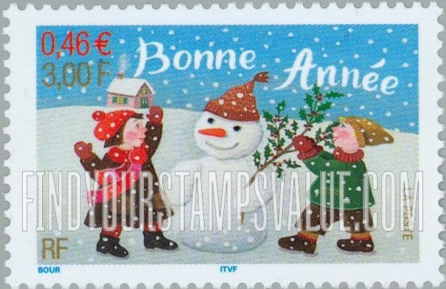 FindYourStampsValue: Holiday Greetings: Bonne Année (Happy New Year)