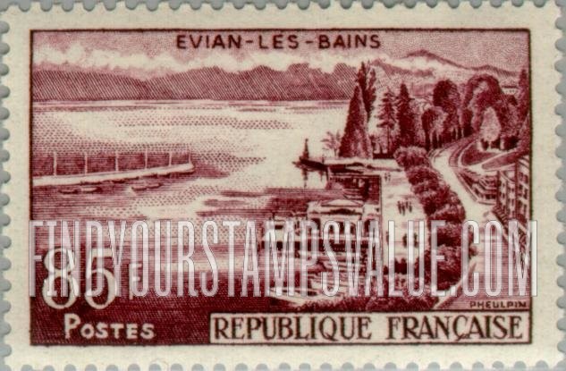 FindYourStampsValue: Evian-les Bains: Type of 1957