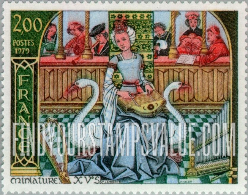 FindYourStampsValue: “Music,” 15th Century Miniature
