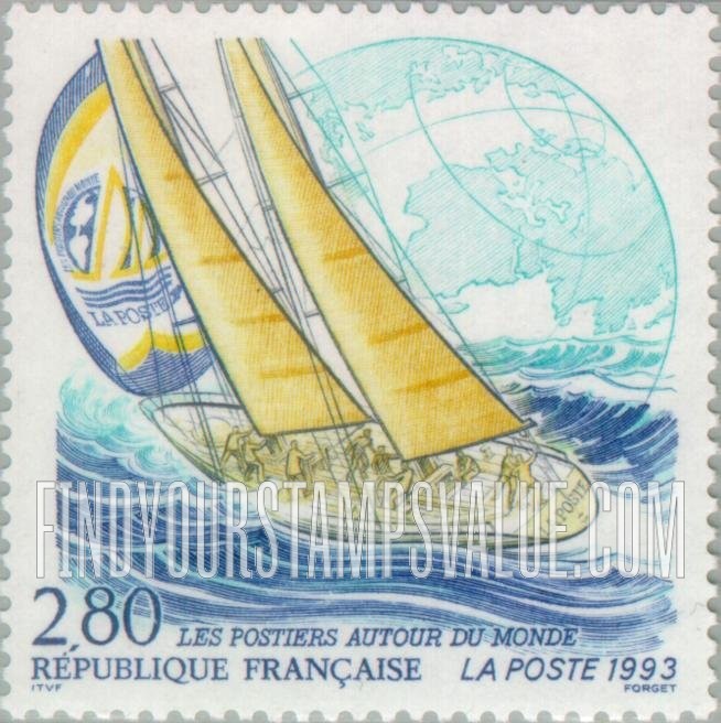 FindYourStampsValue: Yacht “La Poste,” Entrant in Whitbread Trans-Global Race: Whitbread Trans-Global Race Type