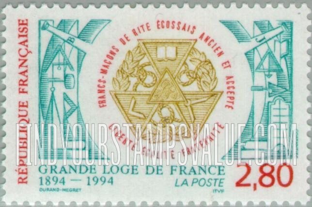 FindYourStampsValue: Grand Lodge of France, Centennial