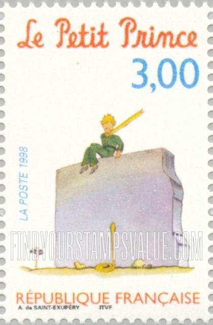 FindYourStampsValue: “The Little Prince,” by Antoine de Saint Exupéry (1900-1944): Seated on wall