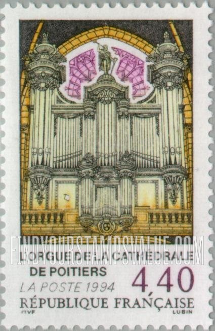 FindYourStampsValue: Organ, Poitiers Cathedral
