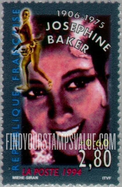 FindYourStampsValue: SEMI-POSTAL - Stage and Screen Personalities: Josephine Baker (1906-75)