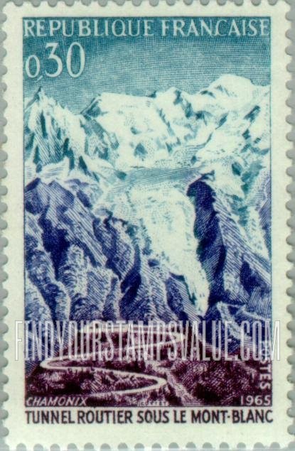 FindYourStampsValue: Road and tunnel, Mont Blanc
