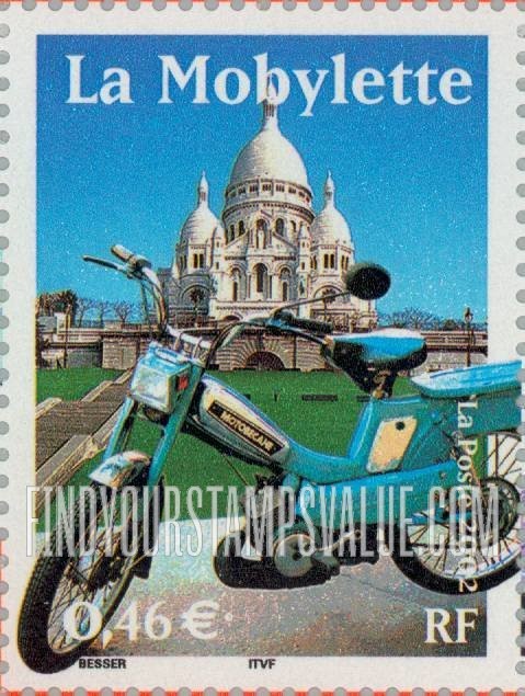 FindYourStampsValue: 20th Century Type of 2000: Mobylette motor scooter, vertical