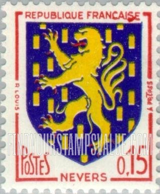 FindYourStampsValue: Arms of Nevers: Arms Type of 1958-59