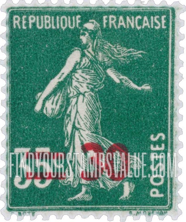 FindYourStampsValue: Sower - No Ground: Stamps of 1932-39 Surcharged in Carmine