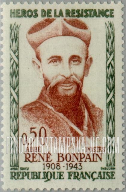 FindYourStampsValue: Abbé René Bonpain: Heroes Type of 1957