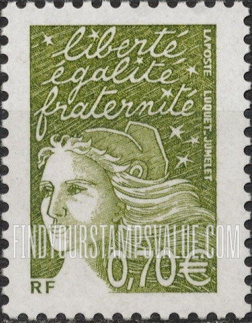 FindYourStampsValue: Marianne With Euro Denominations Type of 2002