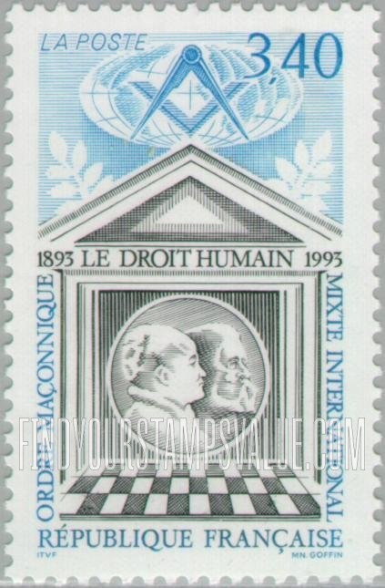 FindYourStampsValue: Human Rights, International Mixed Masonic Order, Centennial