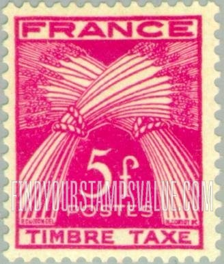 FindYourStampsValue: POSTAGE DUE - Sheaves of Wheat: Type of 1943