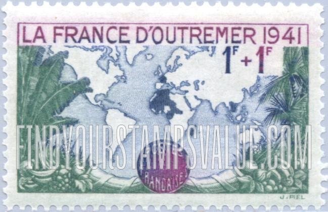 FindYourStampsValue: SEMI-POSTAL - World Map, Mercator Projection