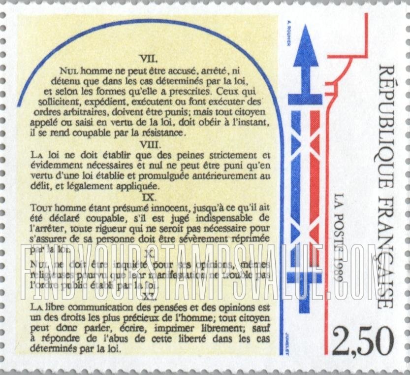 FindYourStampsValue: Declaration of the Rights of Man and the Citizen, Versailles, Aug. 26, 1789: Article VII-XI