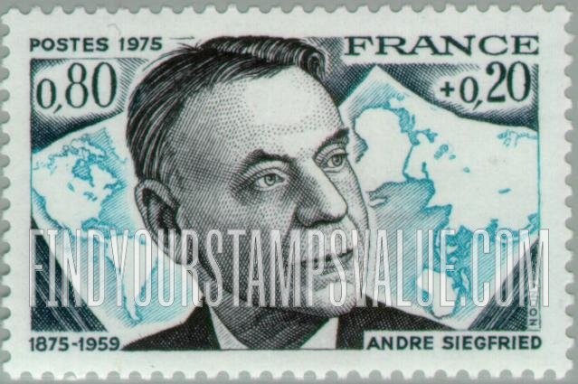 FindYourStampsValue: SEMI-POSTAL - André Siegfried (1875-1959), political science professor, writer