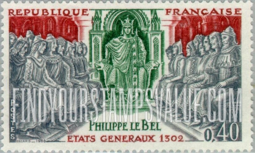 FindYourStampsValue: King Philip IV (the Fair) and first States-General assembly, 1302, horizontal