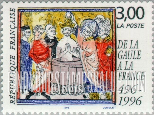 FindYourStampsValue: Baptism of Clovis, 1500th Anniv