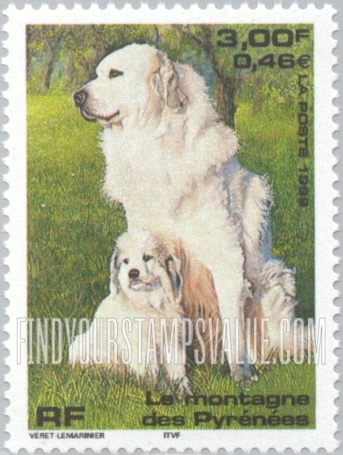 FindYourStampsValue: Cats and Dogs: Pyrenean Mountain dog