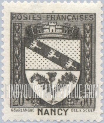 FindYourStampsValue: SEMI-POSTAL - Arms of Various Cities: Nancy