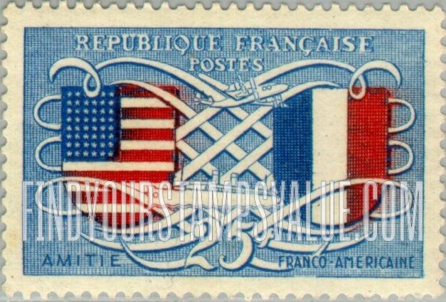 FindYourStampsValue: US and French Flags, Plane and Steamship