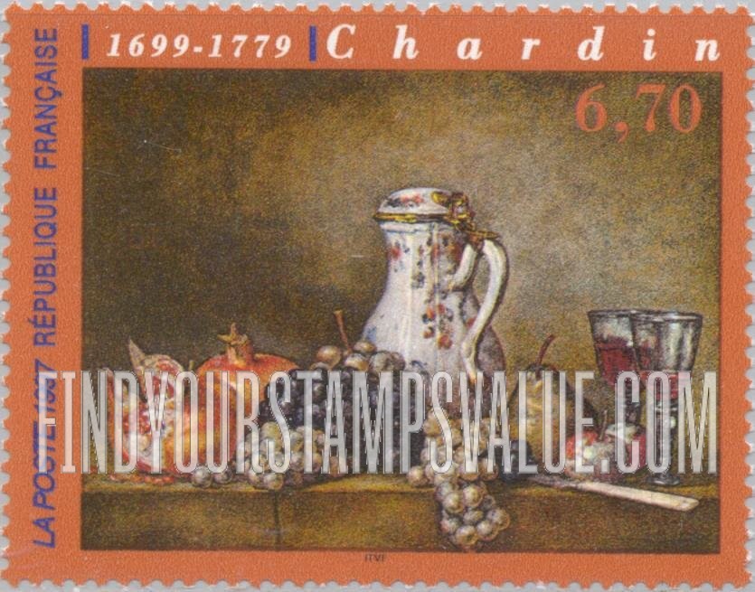 FindYourStampsValue: Art Series: Grapes and Pomegranates, by Jean Baptiste Chardin