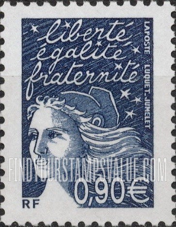 FindYourStampsValue: Marianne With Euro Denominations Type of 2002